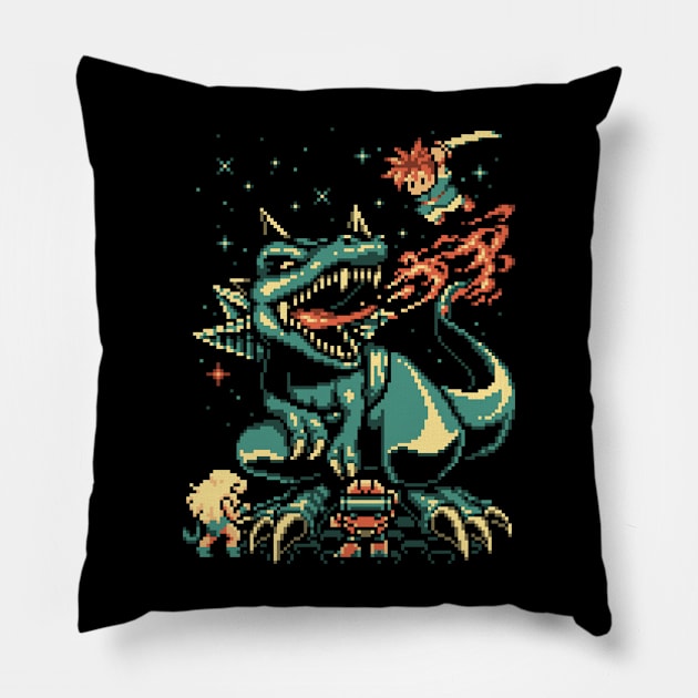 8-bit Tyranno Pillow by Pixeleyebat