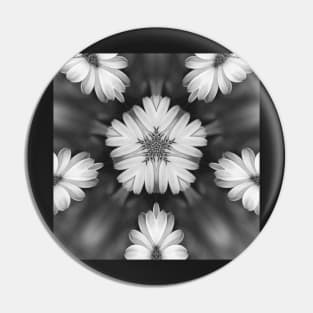 Unique kaleidoscope of Daisy Bouquet in Black and White Pin