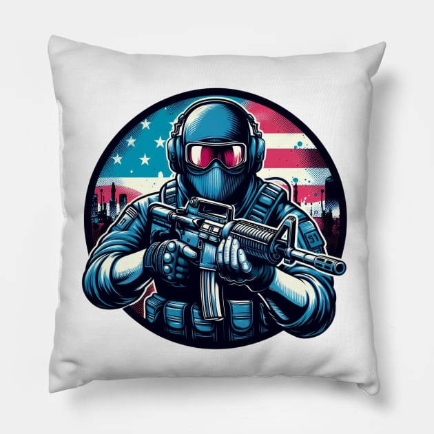 usa shooter fps gaming cs2 soldier Pillow by Anthony88