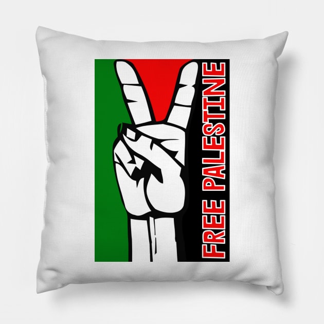 Free Palestine Peace Sign Pillow by Tainted