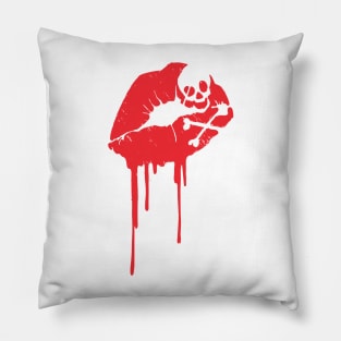 Fatal Kiss Black Lips And Skull Popular Tattoo Inspired Pillow