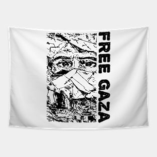 Free Gaza refugees camp illustration Tapestry