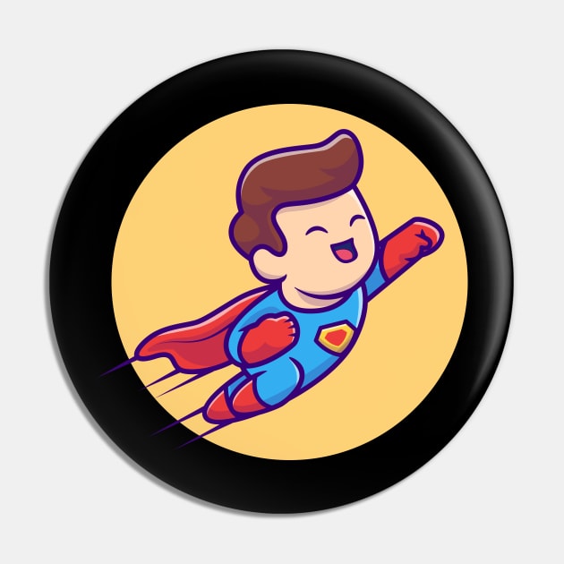 Cute SuperHero Flying Cartoon Pin by Catalyst Labs
