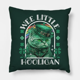 Wee Little Hooligan Cat Leprechaun Pillow