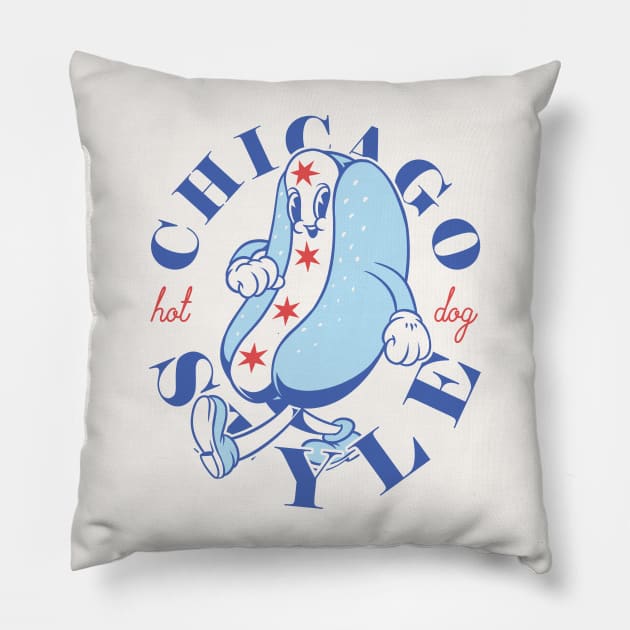 Chicago Style Hot Dog Flag | Glizzy Traditional Specific Signature Food Famous No Ketchup Chicago Flag Dog | Chicago Illinois State South Side South Suburbs Depression Sandwich Anthropomorphic Mascot Pillow by anycolordesigns