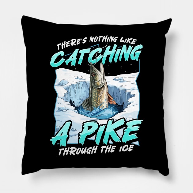 Ice Fishing Pike Funny Humor Sayings Quotes Pillow by E