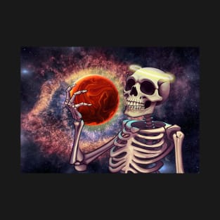 skeleton holding a planet T-Shirt