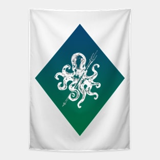 Turquoise Diamond Octopus Tapestry