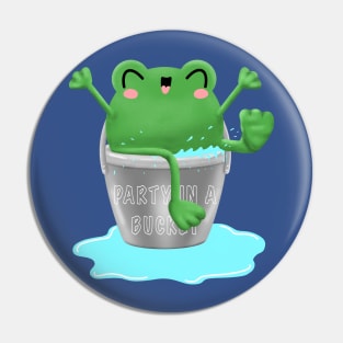 Frog party in a bucket, cute frog illustration in water bucket Pin