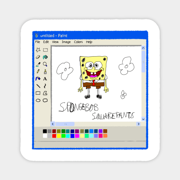 SpongeBob SquarePants ms paint drawing Magnet by Cyniclothes