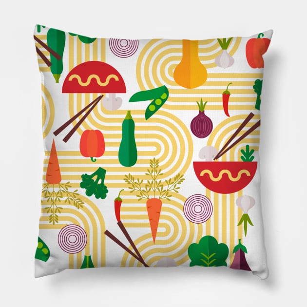 The Noodle Link- Bauhaus Noodles with Vegetables Pillow by Winkeltriple