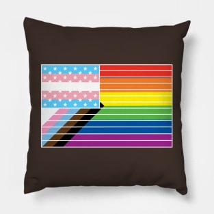 Trans Pride Progressive American Flag Pillow