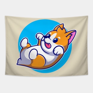 Cute Dog Shiba Inu Lay Cartoon Tapestry