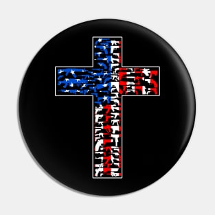 Cross made of guns, american flag Pin