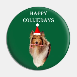 Happy Colliedays Christmas Collie Pin