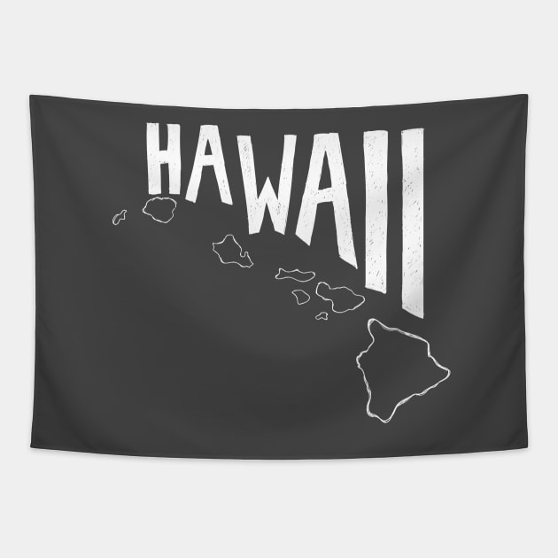 Hawaii (White Graphic) Tapestry by thefunkysoul