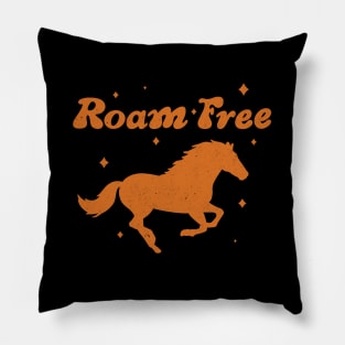 Roam Free Wild Horse Boho Retro 70s Pillow