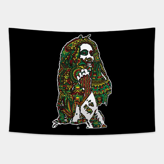 Psychedelic Reggae Sun God Tapestry by sandersart