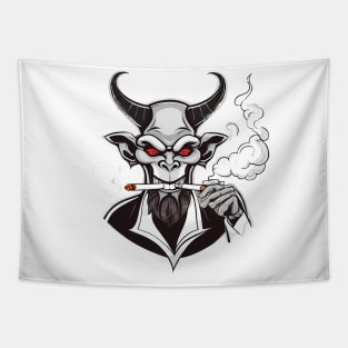 devil smoking a blunt cartoon design Tapestry