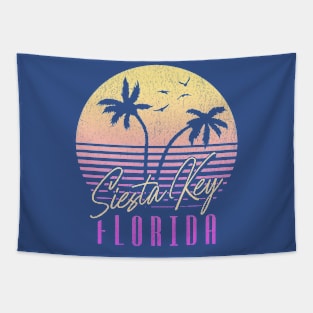 Siesta Key Florida Vintage Sunset Colors Palm Trees Tapestry