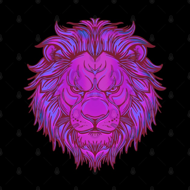 Pink lion head by DaveDanchuk