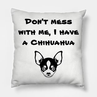 Chihuahua flex (blk text) Pillow