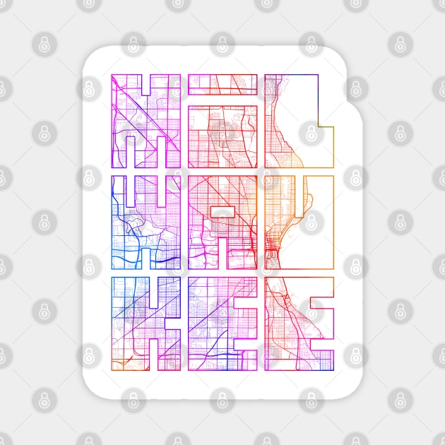 Milwaukee, USA City Map Typography - Colorful Magnet by deMAP Studio