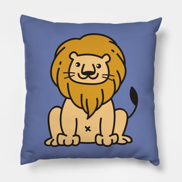 Cute Lion Doodle Drawing Pillow by SLAG_Creative