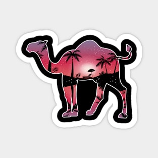 Camel Beautiful Sunset Beach Palm Tree Magnet