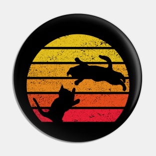 Vintage Cat Jumping Sunset Pin