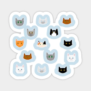 Cute Cats Pattern Calico, Tabby, Tuxedo, Ginger and Others Magnet