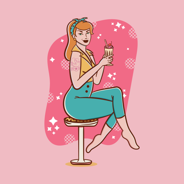 Retro Pin Up Girl Soda Fountain by SLAG_Creative