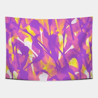 Sapphic Pride Overlapping Thin Painted Flowers Tapestry