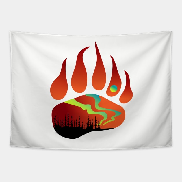 Northern Lights Bear Indigenous WAWEZHI CANADA Tapestry by WAWEZHI