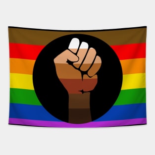 QPOC Pride Flag - Black Fist Tapestry