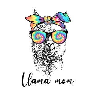 Llama Mom Tie Dye Bandana Sunglasses Mother's Day Animals T-Shirt