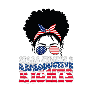 Stars Stripes Reproductive Rights Messy Bun Patriotic 4th Of July T-Shirt