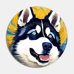 Siberian Husky Painting Dog Breed in a Van Gogh Starry Night Art Style Pin