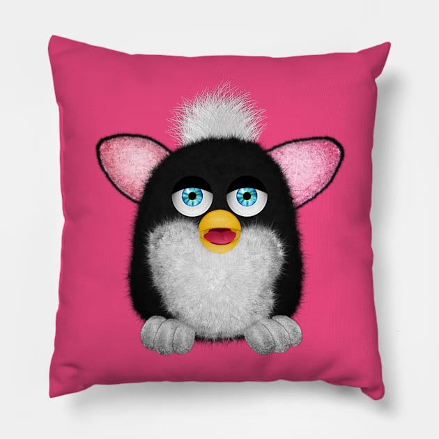 Fluffy Furbie Black/White Pillow by Ratherkool