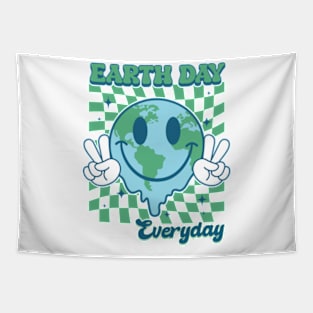 Earth Day Everyday Smile Face Hippie 54th Earth Day Anniversary Tapestry