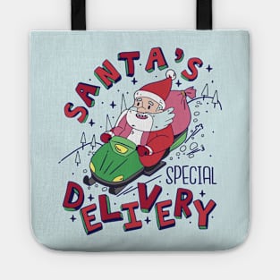 Cute Cartoon Santa's Special Delivery Snowmobile Tote