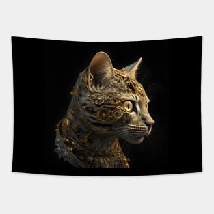 Gold Robot Cat Tapestry