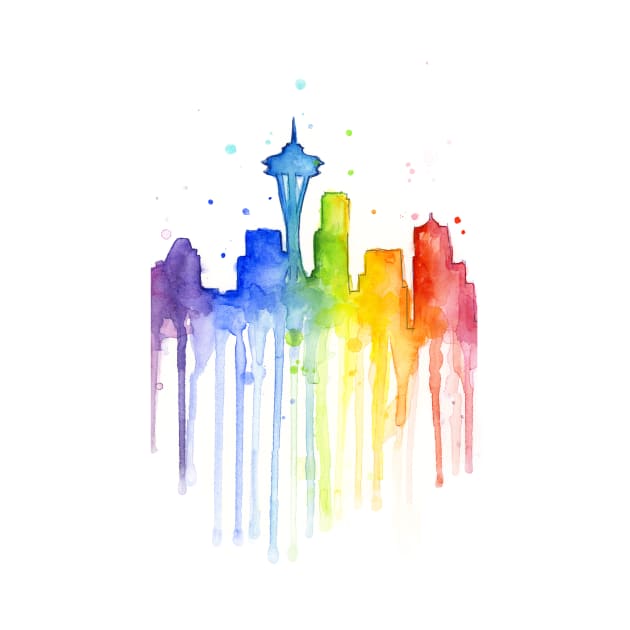 Seattle Watercolor Rainbow by Olechka