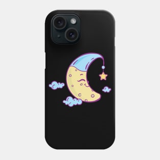 Sleepy Moon with star dangle Phone Case