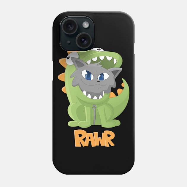 Cat Dino Onesie Phone Case by bookyo