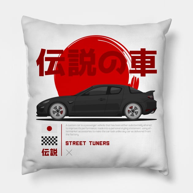 Tuner Black RX8 JDM Pillow by GoldenTuners