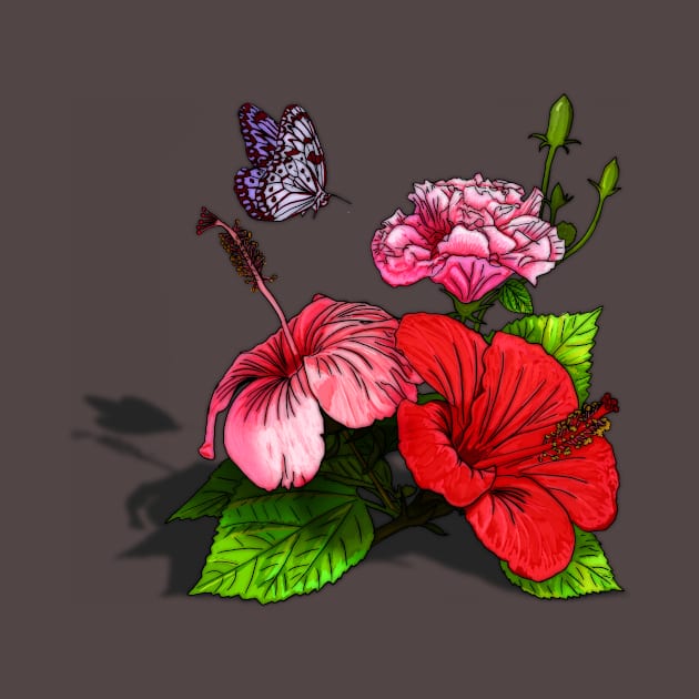 Hibiscus Bouquet Bright Colours by WhiteWaveDesigns