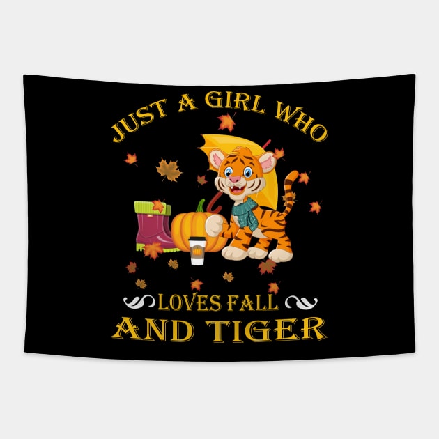 Just A Girl Who Loves Fall & T-Rex Funny Thanksgiving Gift Tapestry by LiFilimon