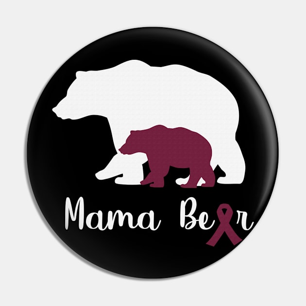 Mama Bear Sickle Cell Awareness Burgundy Ribbon Warrior Support Survivor Pin by celsaclaudio506