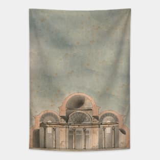 Section drawing of a multiple domed building Colour Tapestry